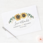 Zonnebloem Eucalyptus Weduwschap Dank je Ovale Sticker (Envelop)