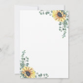 Zonnebloem Eucalyptusbladeren Moderne bruiloft Kaart (Achterkant)