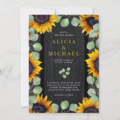 Zonnebloem Eucalyptusbruinschuur, bruiloft Kaart (Voorkant)