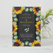 Zonnebloem Eucalyptusbruinschuur, bruiloft Kaart (Staand voorkant)