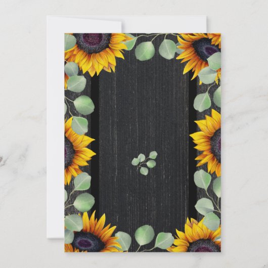 Zonnebloem Eucalyptusbruinschuur, bruiloft Kaart (Achterkant)