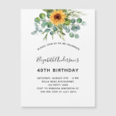 Zonnebloem Eucalyptusgroen Magnetische Uitnodiging (Voorkant)