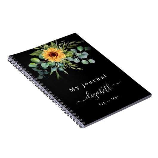 Zonnebloem Eucalyptusgroenschrift zwart Notitieboek (Rechterzijde)