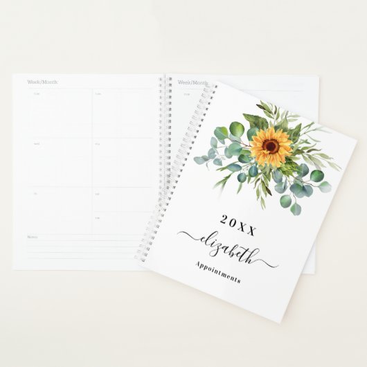 Zonnebloem, eucalyptusgroenscriptnaam planner (Display)