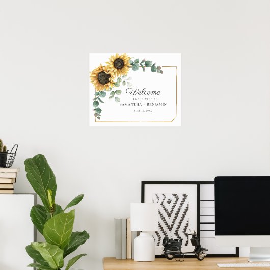 Zonnebloem Eucalyptusscript WeduwWelkomstteken Poster (Thuiskantoor)