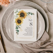 Zonnebloem Eucalyptustabel Nummer bruiloft zitplaa Kaart