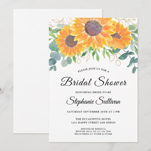 Zonnebloem EucalyptusVrijgezellenfeest Kaart (Voorkant / Achterkant)