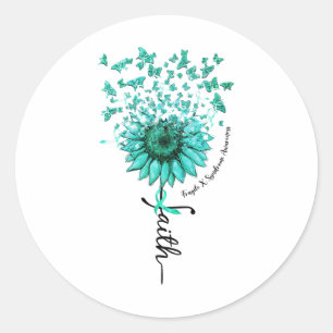 Zonnebloem Faith Butterfly Fragile X Syndrome Awar Ronde Sticker