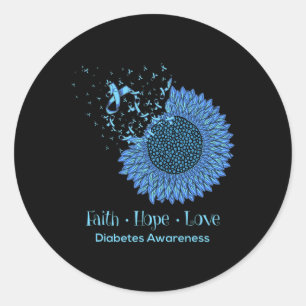 Zonnebloem Faith Hope Love Diabetes Awareness Diab Ronde Sticker