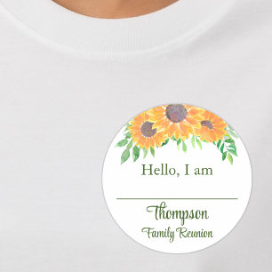 Zonnebloem Familiebijeenkomst Naamlabel Ronde Sticker