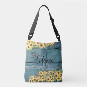 Zonnebloem Familienaam Blauw Crossbody Tas