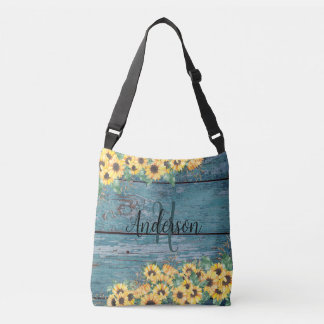 Zonnebloem Familienaam Blauw Crossbody Tas