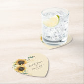 Zonnebloem Faux Gold Floral Script Vrijgezellenfee Kartonnen Onderzetters (Insitu)