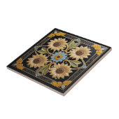 Zonnebloem Faux Relief Folk Art Geel en Zwart Tegeltje (Zijkant)
