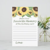 Zonnebloem Favoriete herinnering van het meisje va (Staand voorkant)