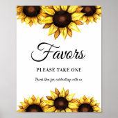 Zonnebloem Favorieten Bord Wit Geel Poster (Voorkant)