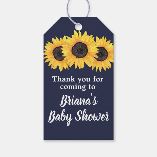 Zonnebloem Favorit Geschenklabels Navyblauw Cadeaulabel (Voorkant)