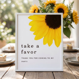 Zonnebloem Favors Bord 18e Verjaardagsfeestje Poster