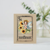 Zonnebloem Fee Briefkaart (Staand voorkant)