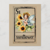Zonnebloem Fee Briefkaart (Voorkant)