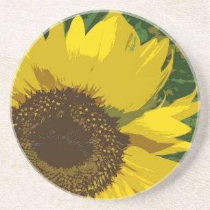 Zonnebloem Felgeel Artistieke Bloem Bloemrijk Zandsteen Onderzetter