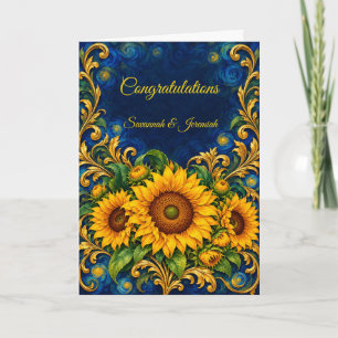Zonnebloem Felicitaties Aanpasbare Huwelijk Kaart