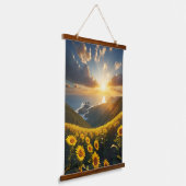 Zonnebloem Field Blue Sky Shimmering Sun Ocean Hangend Wandkleed (Gebogen)
