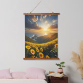 Zonnebloem Field Blue Sky Shimmering Sun Ocean Hangend Wandkleed (Slaapkamer)