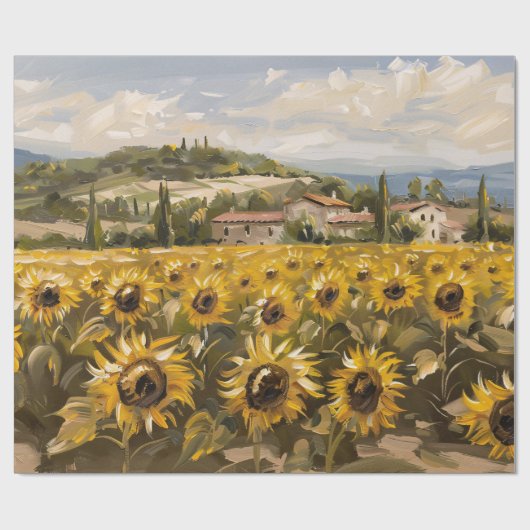 Zonnebloem Field Impressionist schilderij Decoupag Cadeaupapier (Vlak)