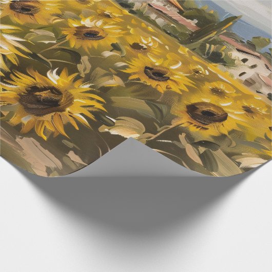 Zonnebloem Field Impressionist schilderij Decoupag Cadeaupapier (Hoek)