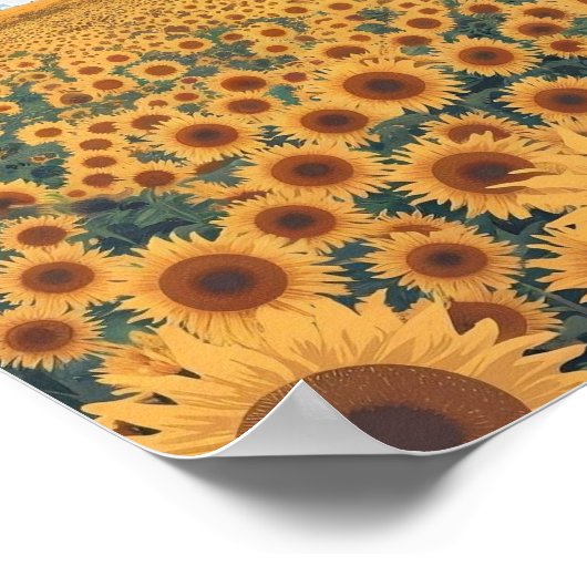 Zonnebloem Field Poster – Minimalistische Platte V (Hoek)