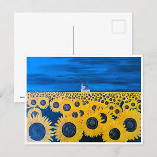 Zonnebloem Field schilderij van Alfred Fox Briefkaart