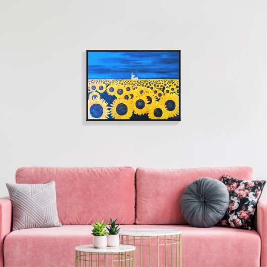 Zonnebloem Field schilderij van Alfred Fox Canvas Afdruk (Insitu (Woonkamer))