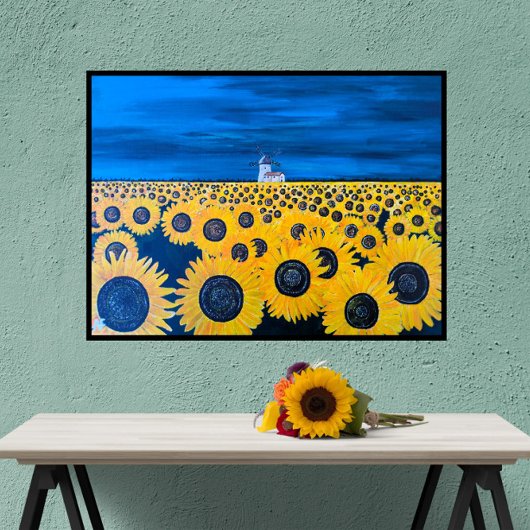 Zonnebloem Field schilderij van Alfred Fox Canvas Afdruk