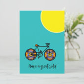 Zonnebloem fiets wenskaart feestdagenkaart (Staand voorkant)