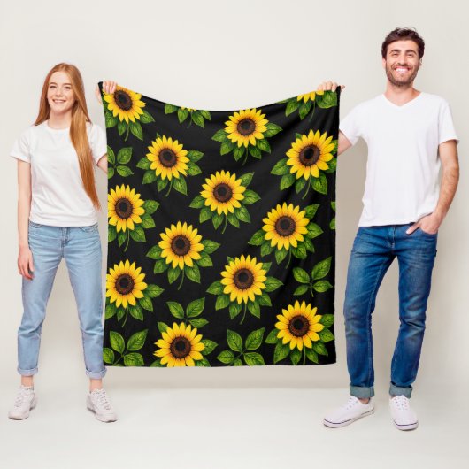 Zonnebloem Fleece Deken (In situ)