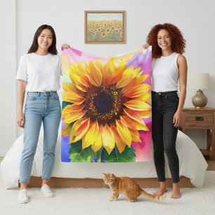 Zonnebloem fleece deken voor een levendig modern h