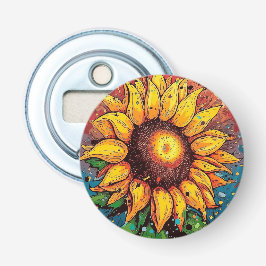 Zonnebloem flesopener. Bloem. kleurrijk Button Flesopener