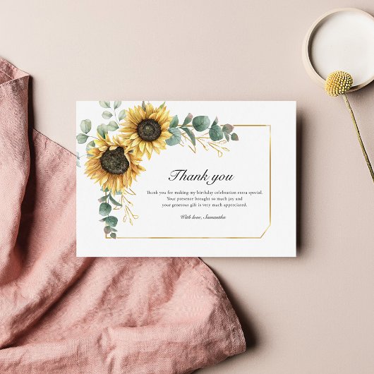 Zonnebloem Floral 60e verjaardag Bedankkaart