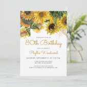 Zonnebloem Floral 80th Birthday Party Kaart (Staand voorkant)