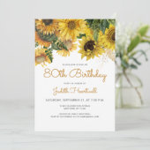Zonnebloem Floral 80th Birthday Party Kaart (Staand voorkant)