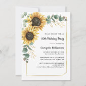 Zonnebloem Floral 80th Birthday Party Kaart (Voorkant)