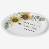 Zonnebloem Floral 80th Birthday Party Papieren Bordje (Gekanteld)