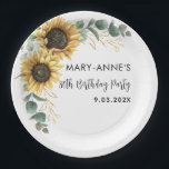 Zonnebloem Floral 80th Birthday Party Papieren Bordje<br><div class="desc">Vier acht decennia van het leven met onze levendige en vrolijke aangepaste 80e verjaardagsfeest zonnebloem papier borden. Deze in het oog springende papieren borden zijn voorzien van een gedurfd, goudkleurig zonnebloemontwerp dat warmte en vrolijkheid uitstraalt en de feestelijke sfeer van deze mijlpaal perfect aanvult. Ideaal voor zowel casual outdoor bijeenkomsten...</div>