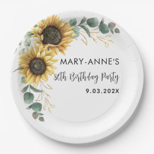 Zonnebloem Floral 80th Birthday Party Papieren Bordje