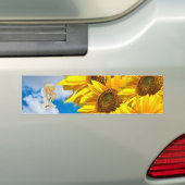 Zonnebloem Floral Baby Angel Bumpersticker (Op auto)