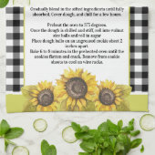 Zonnebloem Floral Black White Pset Theedoek (Gevouwen)