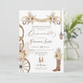 Zonnebloem Floral Boho Charro Quinceanera Rustic Kaart (Staand voorkant)