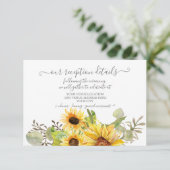 Zonnebloem Floral BOHO Waterverf Reception Detail RSVP Kaartje (Staand voorkant)