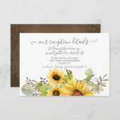 Zonnebloem Floral BOHO Waterverf Reception Detail RSVP Kaartje (Voorkant / Achterkant)